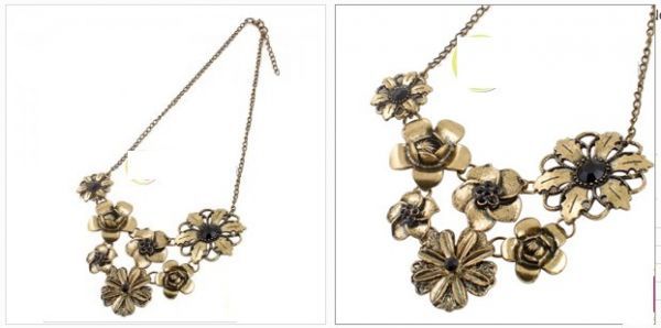 Maxi Colar Flores em Dourado